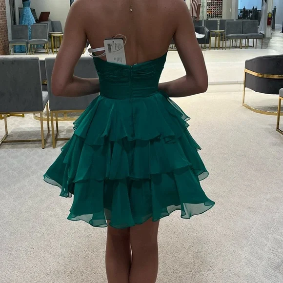 Sherri Hill Green Strapless Ruffle Dress Sherri Hill Green Strapless Ruffle Dress